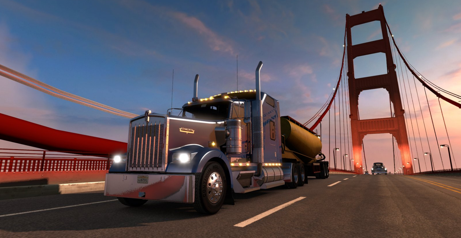 Imagem do jogo American Truck Simulator, que simula a indústria de transporte dos EUA