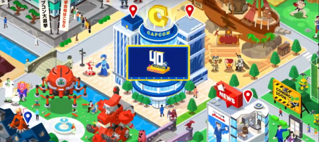 O parque temático Capcom Town, publicado virtualmente pela Capcom como parte da comemoração de 40 anos da empresa