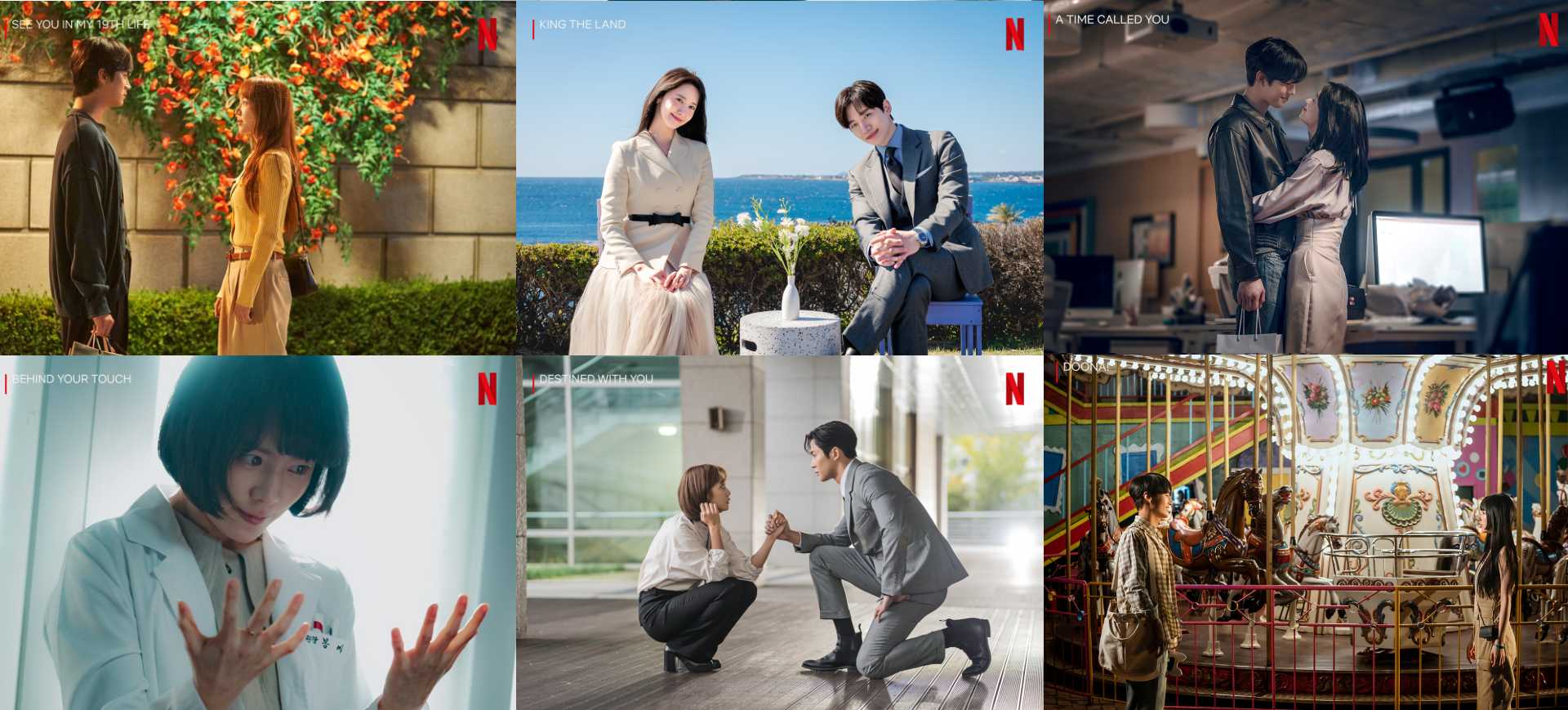 Imagem composta por seis diferentes cenas de seis novos doramas da Netflix