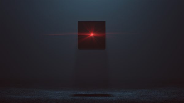 Ilustração mostra um cubo com um laser vermelho à sua frente, simbolizando uma IA do mal