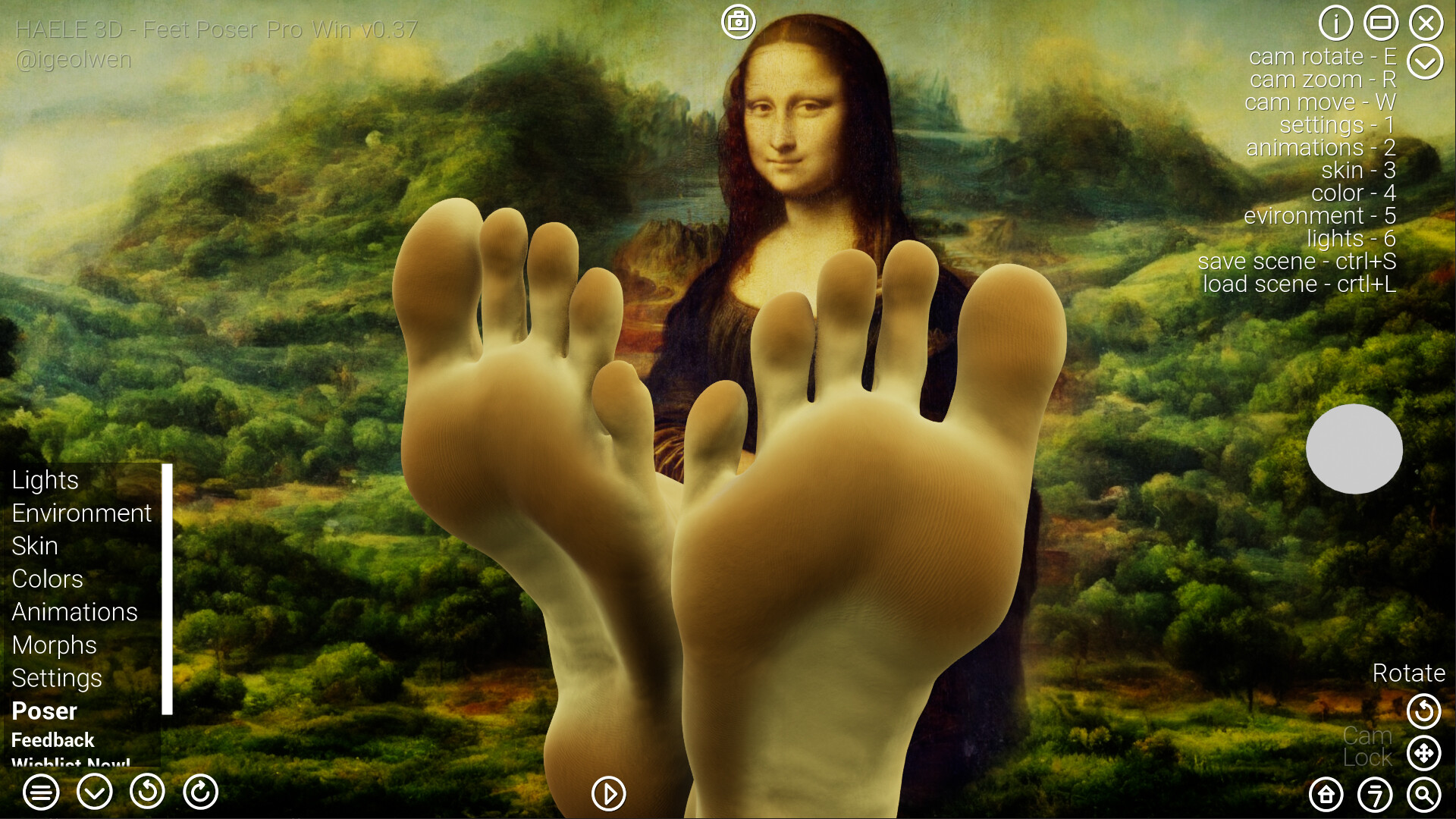Imagem mostra parte do jogo ‘Haele 3D Feet Poser Pro’, ou 