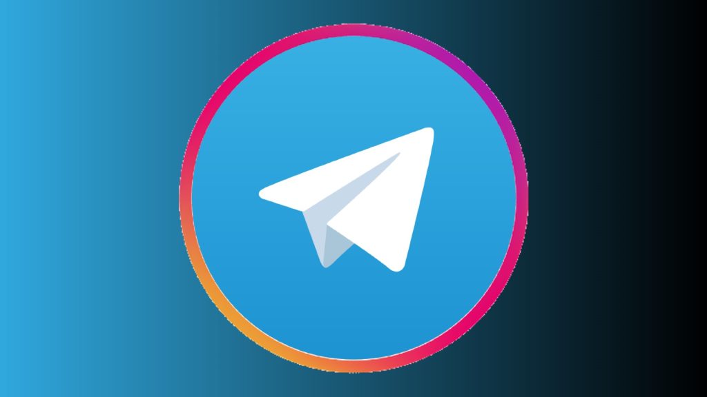 Imagem ilustra o logotipo do Telegram dentro do círculo do Instagram Stories