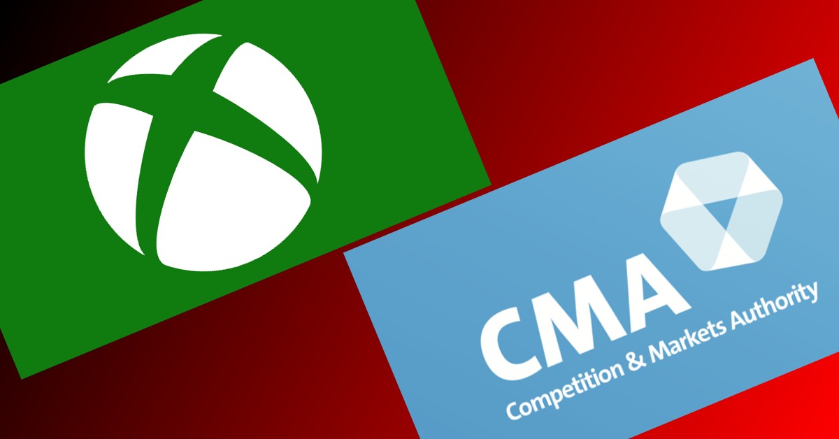 Imagem mostra logotipos do Xbox da Microsoft e da CMA do Reino Unido