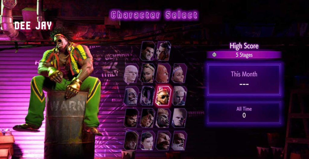Seleção de personagens em Street Fighter 6