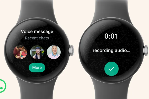 Imagem mostra o WhatsApp em exibição em um smartwatch