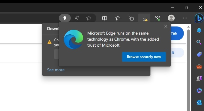 Download do Chrome no Edge