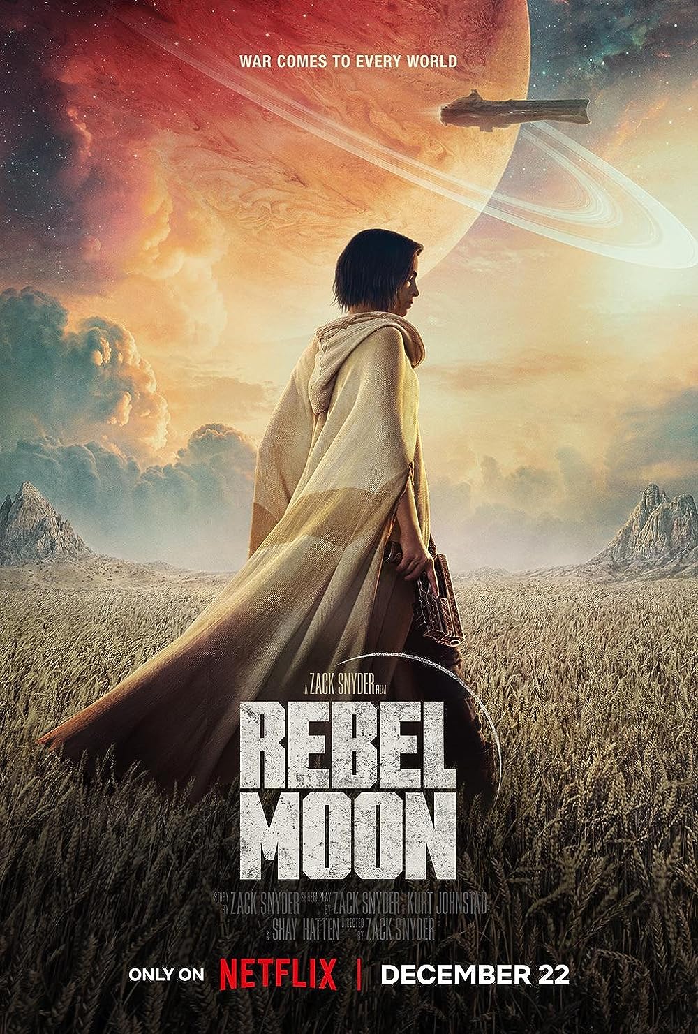 Imagem mostra o pôster do filme Rebel Moon