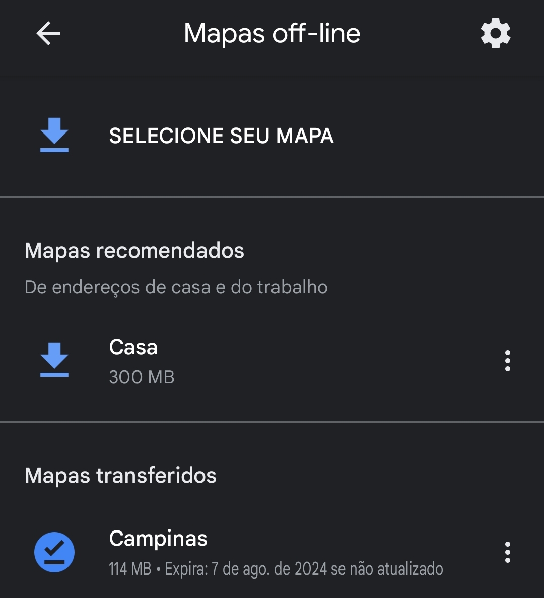 Imagem mostra tela de opções de configuração do Google Maps