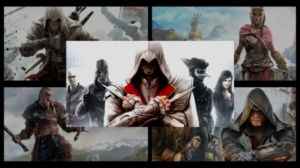 Montagem coloca vários protagonistas da franquia de jogos Assassin's Creed em proximidade