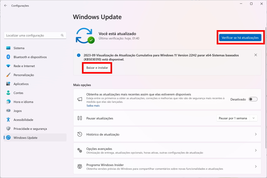 Windows 11 - como testar os recursos da versão 23H2 - Passo 2