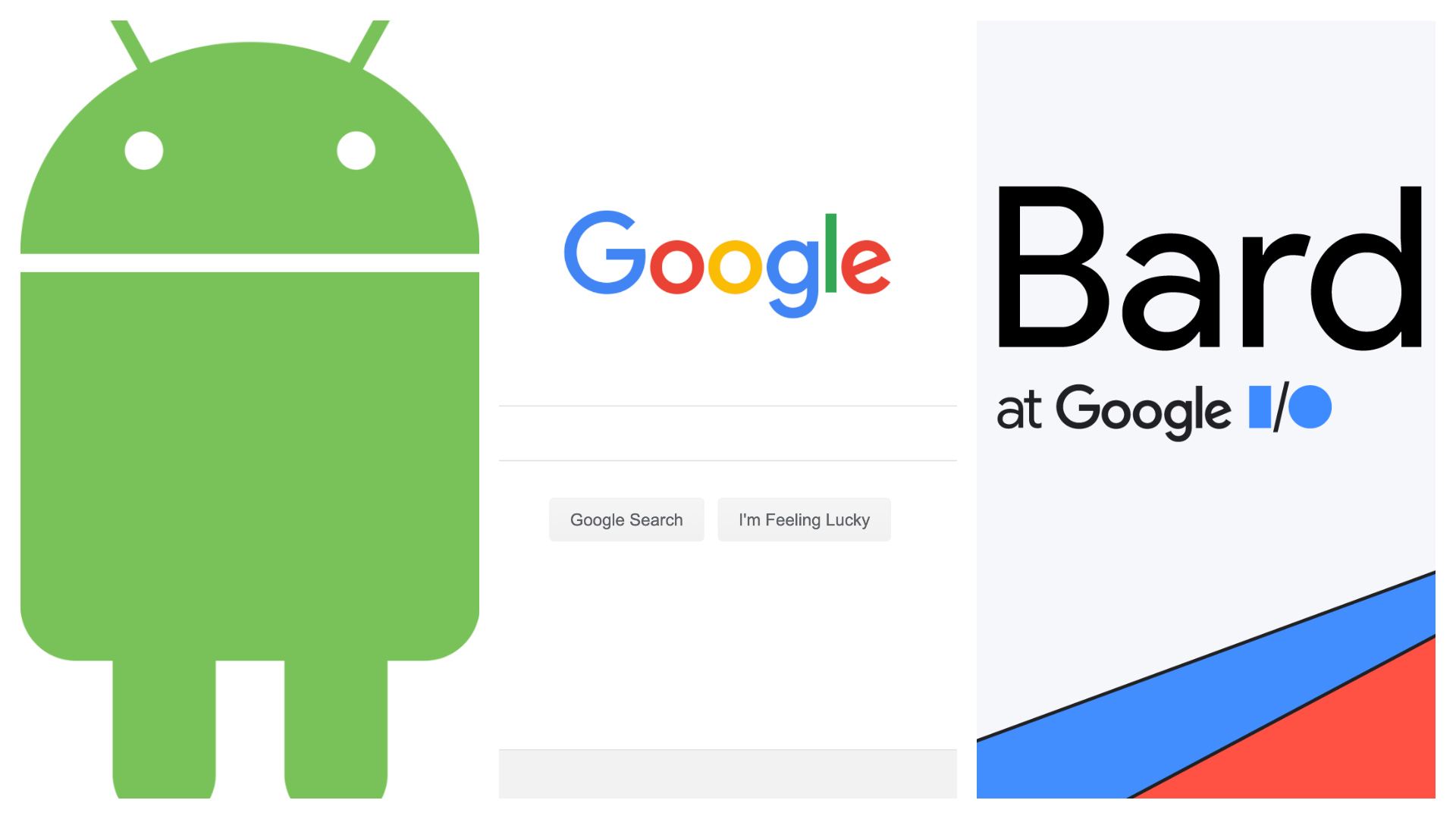 Imagem mostra o Android, o Search e o Bard, do Google