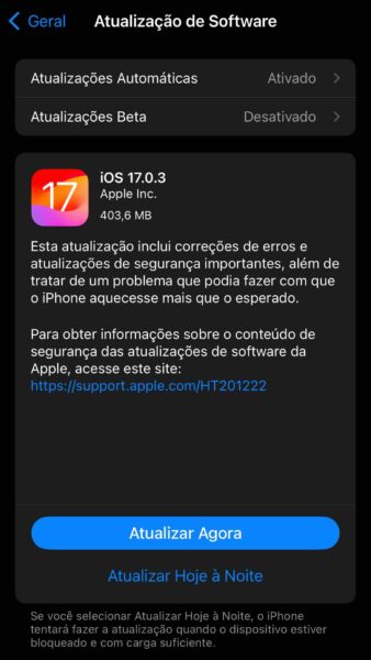 atualização do iOS 17 resolve problema de superaquecimento do iPhone 15