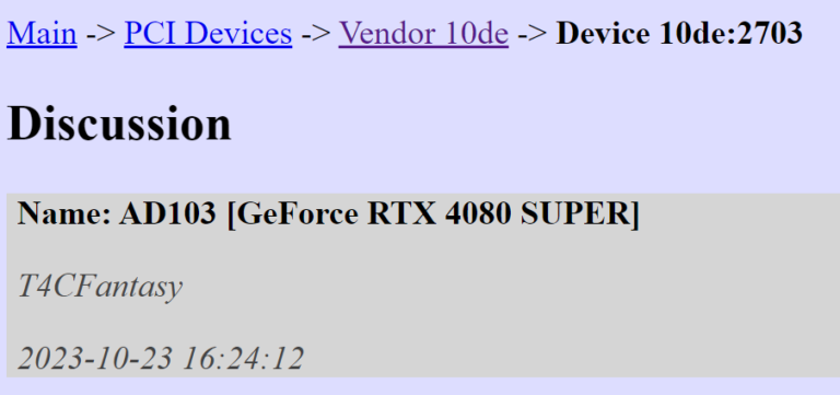 Registro da RTX 4080 Super