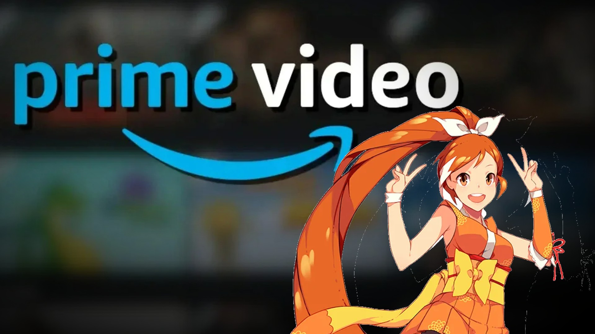 Imagem mescla o banner do Amazon Prime Video com a mascote do Crunchyroll