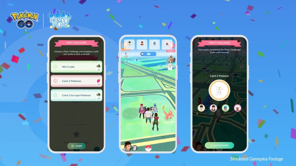 desafios de grupo do Party Play em Pokémon Go