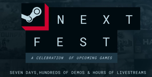 Imagem de divulgação do Steam Next Fest, festival online que mostra próximos lançamentos de jogos para a plataforma da Valve