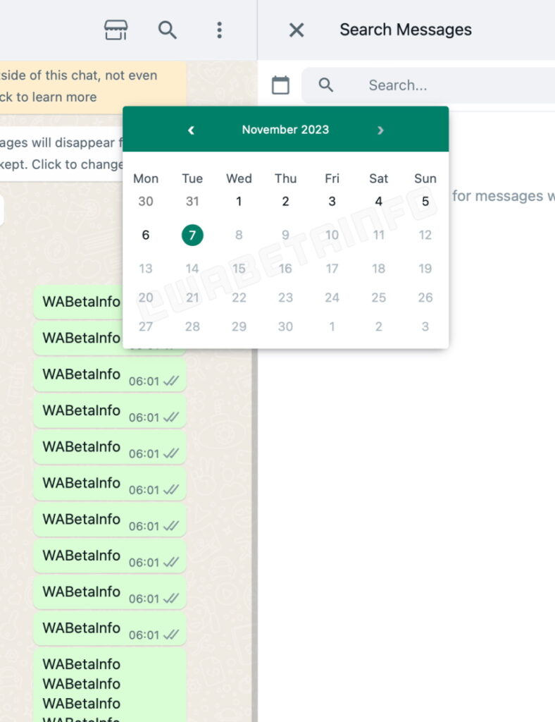 WhatsApp Web - busca de mensagens por período