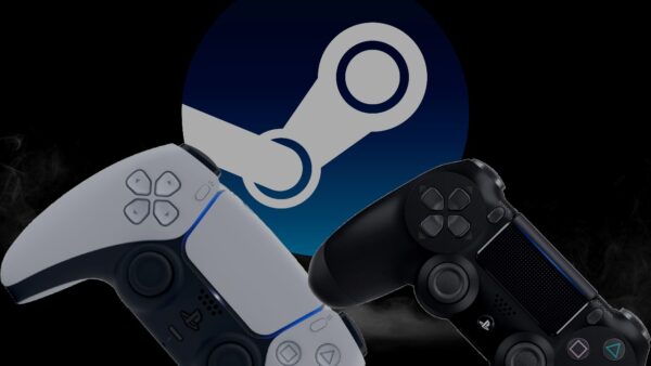 Montagem coloca o logo da Steam junto dos controles do PlayStation