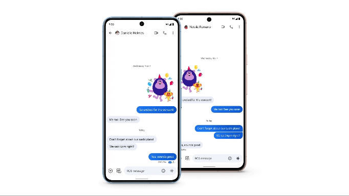 Imagem mostra funcionamento dos balões personalizados do Google Mensagens
