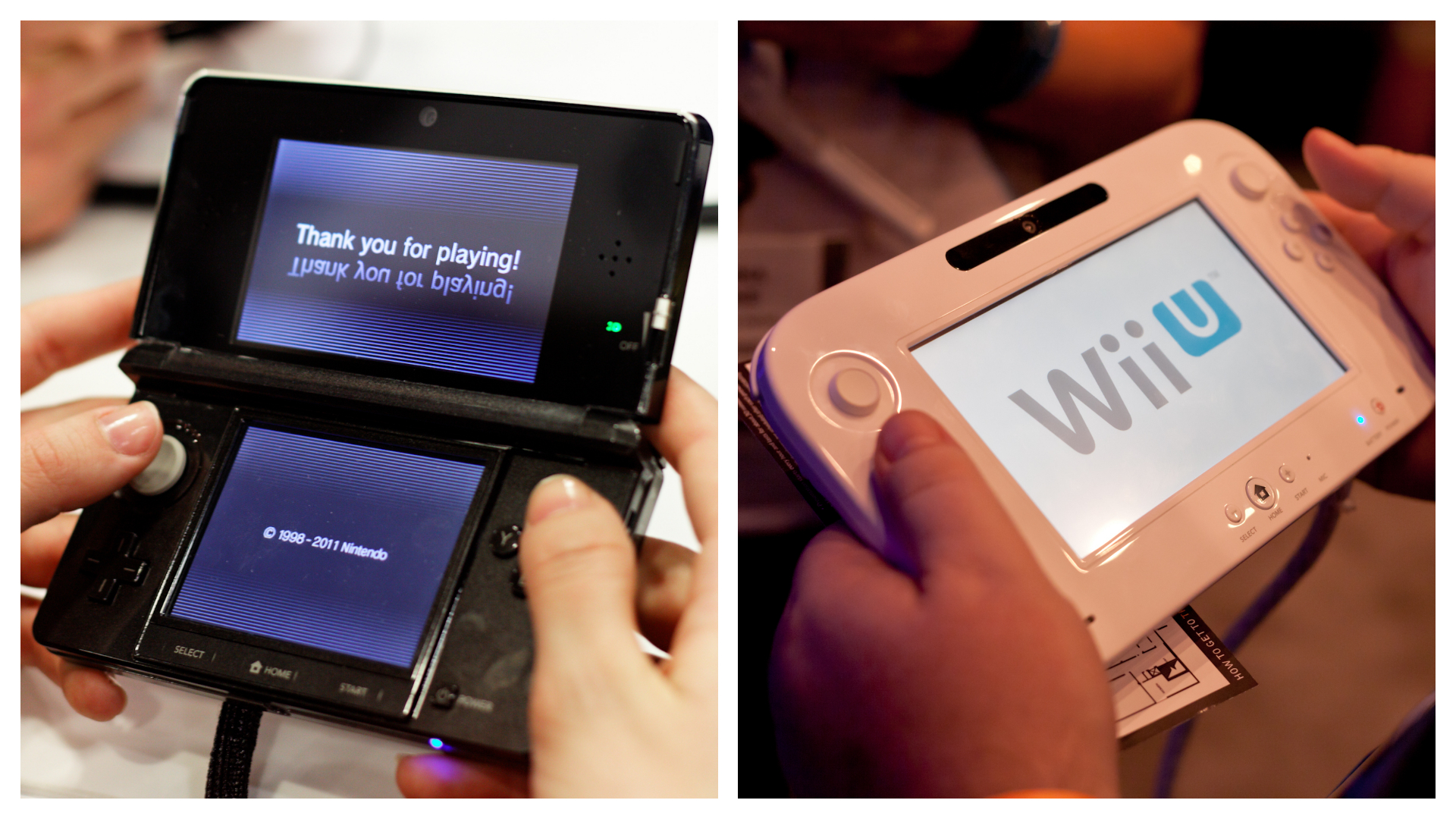 Imagem mostra os consoles 3DS e Wii U, da Nintendo