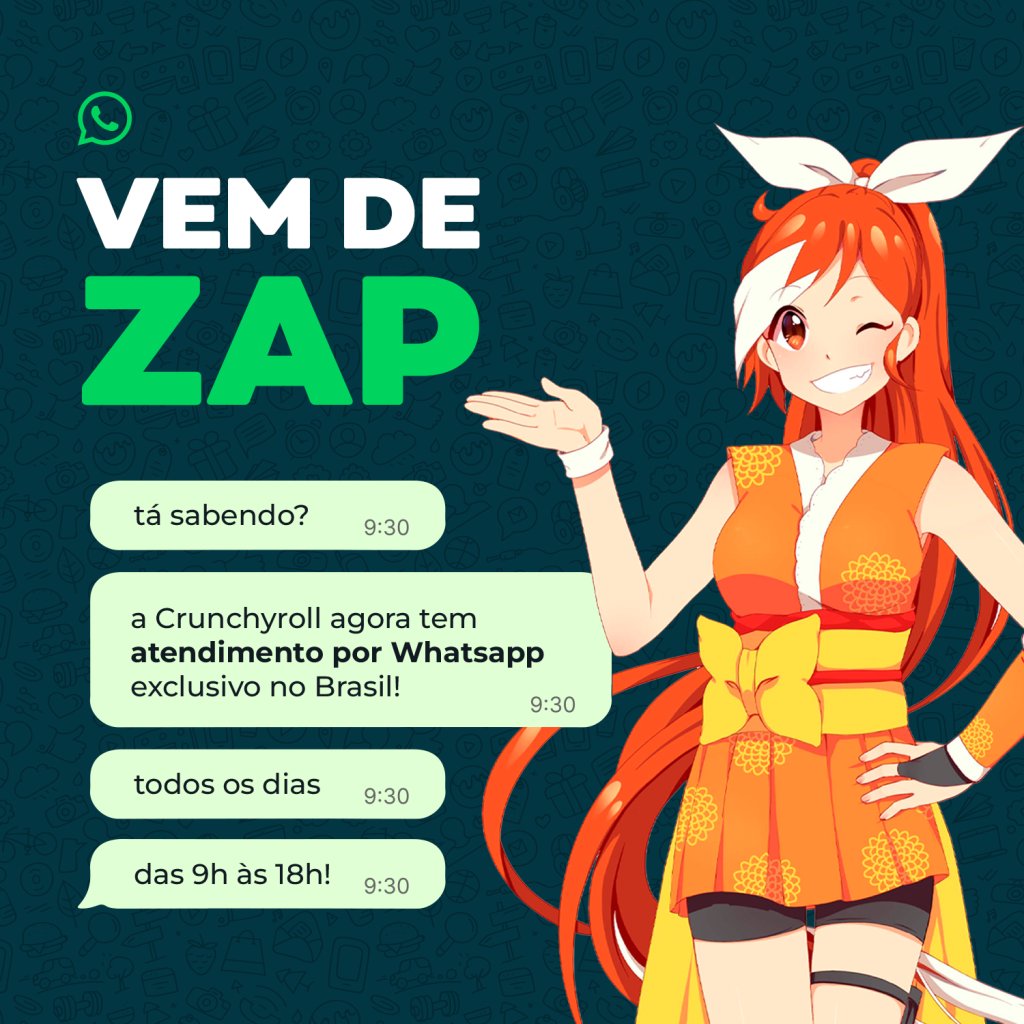 Crunchyroll lança suporte via WhatsApp no Brasil