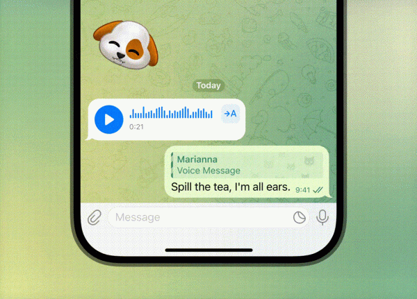 Transcrição de voz no Telegram