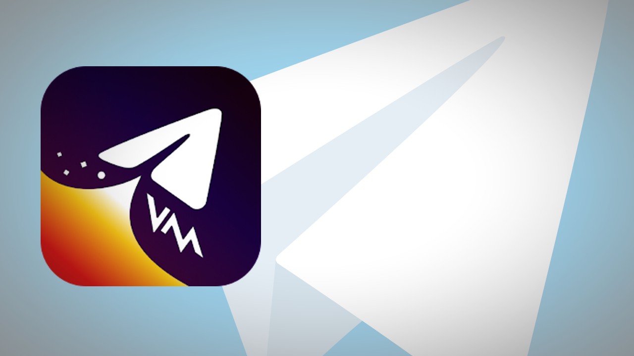 Imagem coloca logomarca do VMgram junto do logo do Telegram