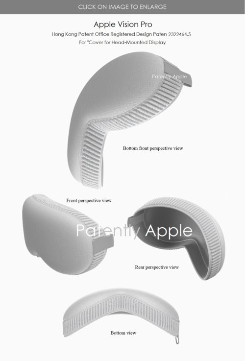 Ilustração 3D conseguida pelo site PatentlyApple, o qual mostra um novo possível acessório para o Vision Pro da Apple: uma capa de proteção para a tela, chamada de EyeSight