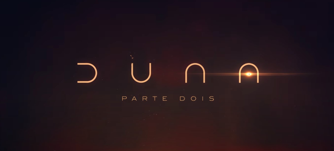 Ilustração 3D com a letra estilizada do filme Duna: Parte 2