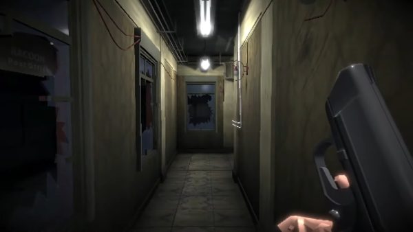 Captura de tela mostra cena da versão em primeira pessoa de Resident Evil 2