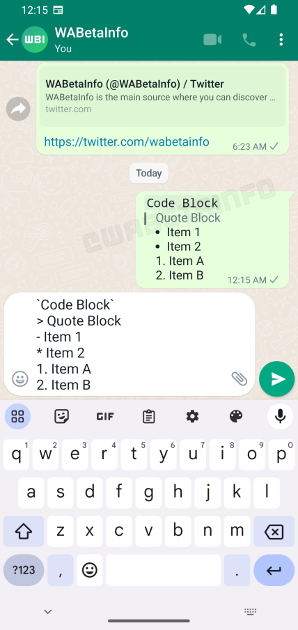 WhatsApp - opções para formatar texto