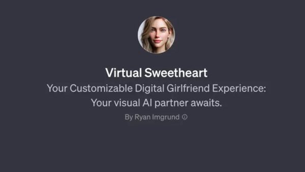 Captura de tela mostra um dos chatbots de "namoradas virtuais" que estão sendo compartilhados na loja da OpenAI