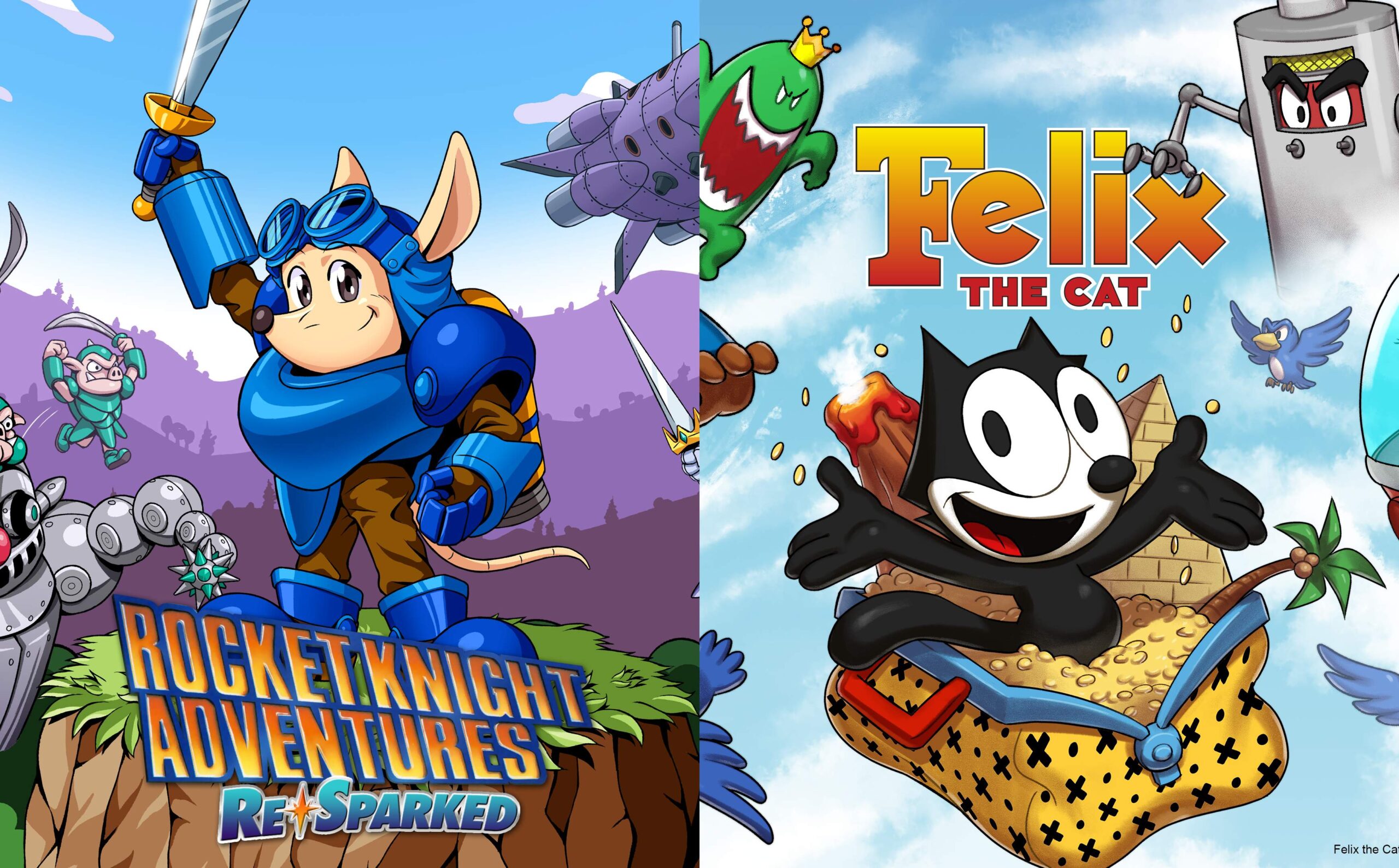 Konami e Limited Run Games lançam coletâneas de games de O Gato Félix e Rocket Knight