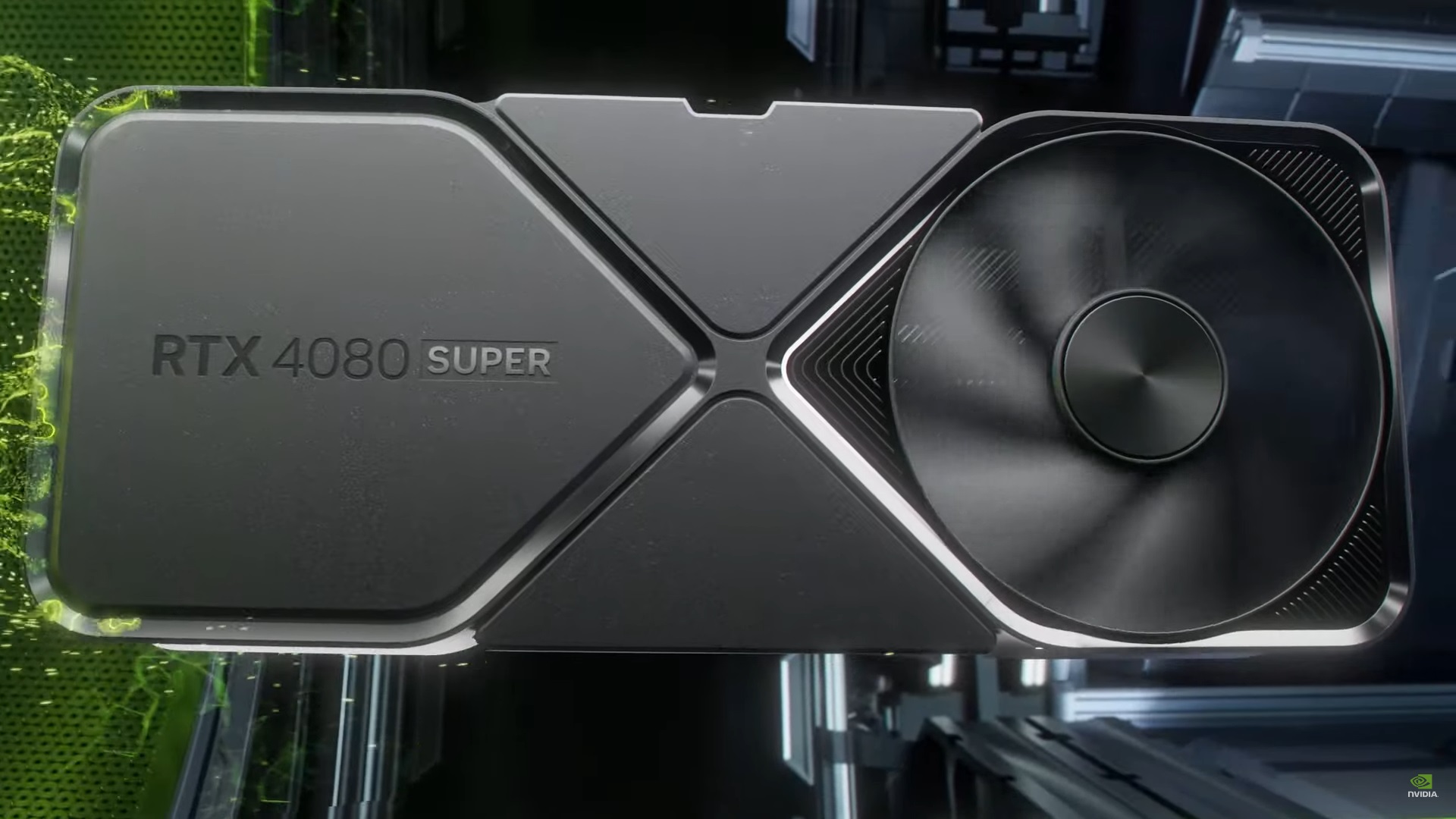 Imagem da placa Nvidia GeForce RTX 4080 SUPER, nova adição à família GeForce RTX Série 40 SUPER revelada na CES 2024